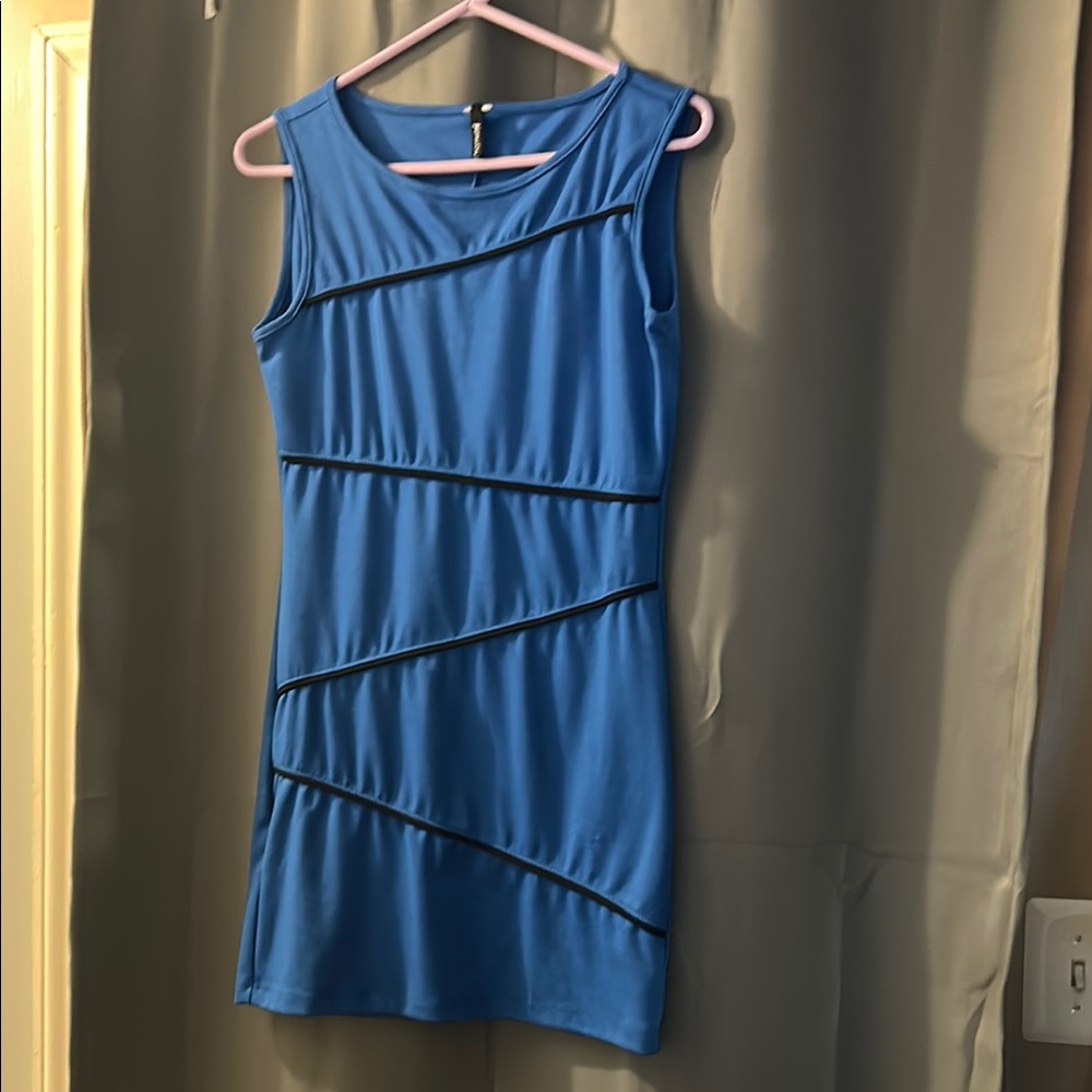 Blue Asymmetrical Tiered Mini Dress for Cocktail